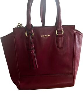 Coach Legacy Candace Carryall Magenta Leather Satchel with Tassel & Crossbody